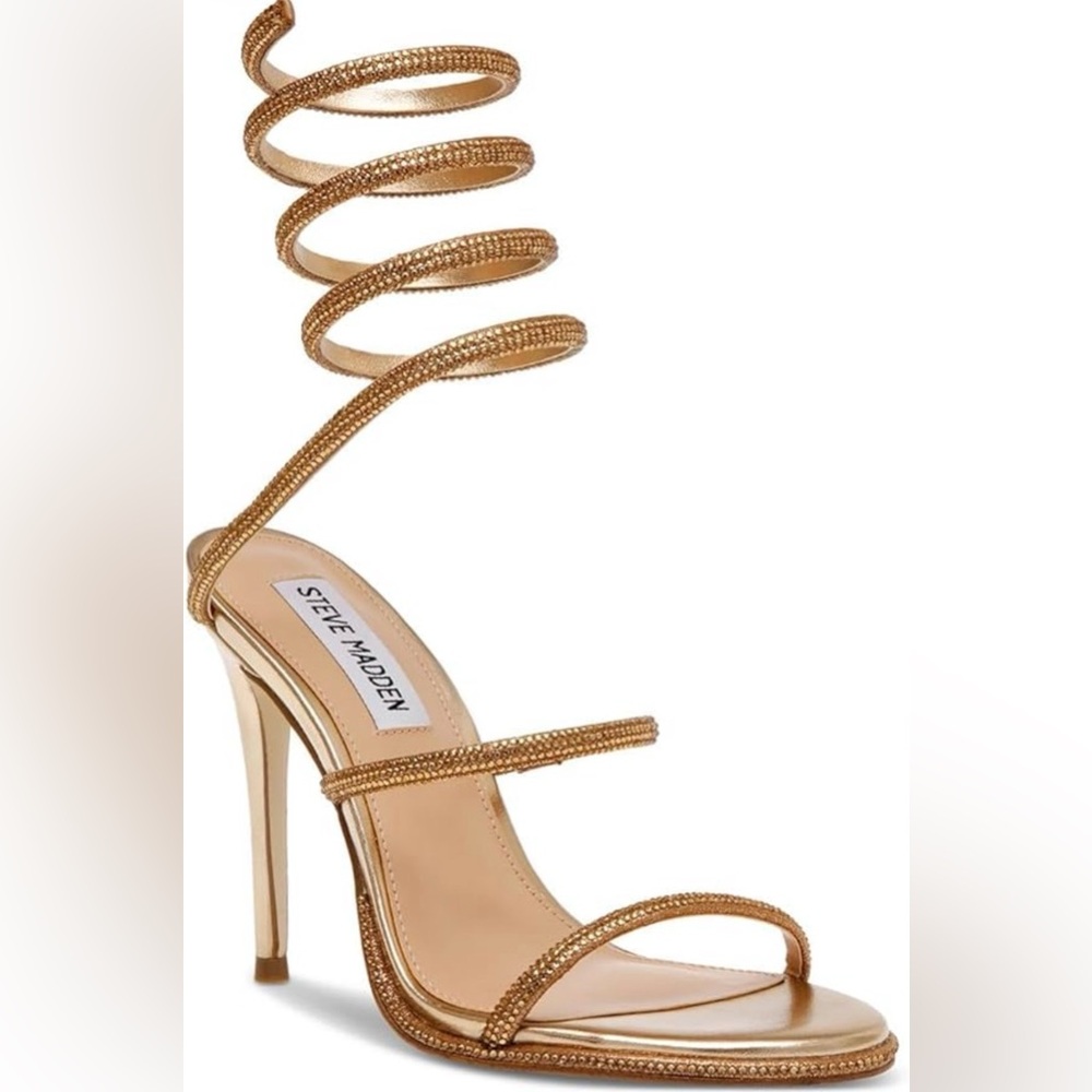 Steve Madden Gold Spiral Strap Heels 7.5